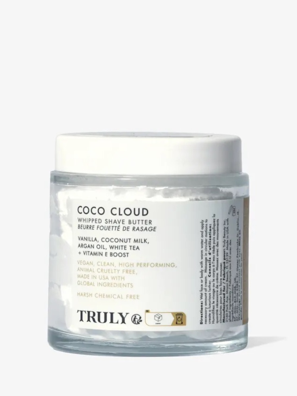 TRULY Coco Cloud Whipped Shave Butter - White Jar
